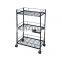 3 Tier Rolling Utility Cart with Wheels Multifunctional Metal Storage Cart Organizer Adjustable Trolley Cart with Handle