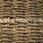 HBK stylish flower round synthetic rattan cloth bag towel laundry seagrass belly baby change basket with macrame