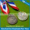 Antique silver plated 3d zinc alloy medal with custom ribbon