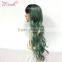 long wave blue human hair wig for women