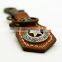 custom embossed vintage leather key chain with snap hook