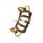 Retro Bronze Anti-Silver Zipper Hollow Stripe Half Circle Earring Clip Piercing Smoky Quartz Beads Cuff Earring For Women