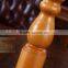 natural wood table light with white empire lampshade