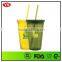 Bpa Free 16oz Plastic Double Wall Promotional Cup With Straw