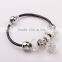 Fashion Braided Leather Bracelet, Crystal Bracelet and Love Bracelet
