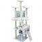 Factory sale Cat Tree Tower Condo Climing Scratcher Furniture Kitten House Scratching Sisal Post pet products beige