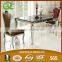 TH316 modern stainless steel dining table with tempered glass top