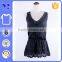White and Black Slim Wasit Line Crochet Trim Latest Design V NeckSexy Blouse