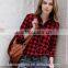 Woman flannel check shirts slim fit fashion shirts for lady