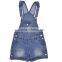 Summer blue fading denim bib shorts