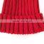 Myfur Wholesale Red Color Real Raccoon Fur Pompom Knit Hat Detachable Fur Pom Pom Crochet Hat