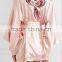 2017 New Style Pink and Red Color Blocking Embroidered Satin Robe with Waist Tie
