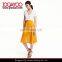 100% Cotton Mustard Yellow Hollow Out Textured Flare Midi Skirt New Design