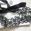 wide lace hair band with ribbon satin hair accessories black lace elastic headband women