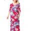 1/2 Sleeve Floral V-neck Wrap Maxi Long Dress