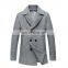 Men winter double breasted long outdoor woolen warm jacket