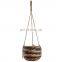 Hot Sale Black Woven Natural Hanging Planter with Lining Modern Boho Wicker Straw Cover for Flower Pot Vietnam Manufacturer