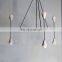 Customized project distressed brass LED 3000K pendant light villa hotel industrial metal glass shade chandelier