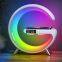 New Wake Up Light G-shape Atmosphere LED Night Light BT Speaker Music Lamp Sunrise Wake Up Clock with Wireless Charge
