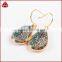 High quality18k Gold plated Blue Druzy Dangle Earring For lady Drop Earrings