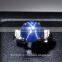 10 MM Blue Star Sapphire Ring Lab-Created Sterling Silver 92.5 Size 7.5