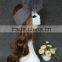 Genuine wool fur headband with big rabbit fur pom pom wholesale