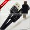 2016 fashion design 360 degree Rotating 2 in 1 USB Cable, 2 in 1 USB Data Cable with 2 connectors for samsung for Iphone