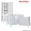 3 Piece Kids White Bedroom Furniture Set (Baby Cot / Change Table / Wardrobe)