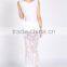 Sexy Women White Lace Sexy Perspective Dovetail skirt long Dress lingerie