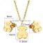 Fashion Stainless Steel Gold Plated Crystal Bear Jewelry Set for Women
