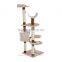 Pawhut 57" Beige/Brown Cat Tree Scratching Post Tower