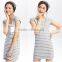 Girls fashion cap sleeve stripped slim fit stretch cotton bodycon mini short dress