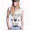 Fashion Street Personality Pattern water print women tank top(White)