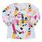 2017 Children Print 3/4 Sleeves Cotton Tops Icing Ruffle Girl Shirt Baby Shirt