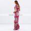 Bambi bloom floral printed short sleeve ruffled maxi wrap dresses
