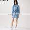 Stylish Leisure Long Sleeve Denim Jeans Dress With Waistband