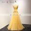 A17AL0007 V-neck Appliques Bead Yellow Colour Party Puffy Prom Dress Evening Gowns