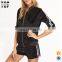 Cheap custom tracksuit sportswear black striped side zip top and shorts velvet tracksuits for women