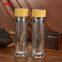 350ml double wall glass tea infuser water bottle with bamboo lid