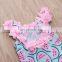 2019 Summer New Ruffle Watermelons Print Girls Swimwear Children Bikini Full Pink Blue Kids Girls Swimwear