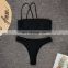 2019 Sexy Solid Black Bikini String Bikini Set Halter Swimsuit Backless Bathing Suit Women Brazilian Biquini Swimwear
