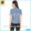 Popular polyester women cheap button down denim shirts