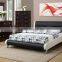 Black And White PVC Double Leather Bed For Bedroom White Black Leather Bed