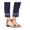 women beautiful latest design snake printed  high stacked heels ankle strap leather sandals shoes