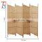 Freestanding Brown Wood Woven Rattan Room Divider 4 Panel Screen