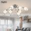 HUAYI New Model Vintage Style Villa Home Decoration Old Bronze Iron Glass Pendant LED Ceiling Light