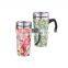 Double wall stainless steel travel coffee mug with handle