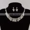 Four Layers Leaves Shaped Glass Crystal Necklace Jewelry Set