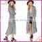 Paisley Print Plunge Neck Split Maxi Length Shirt Rayon Kimono Cardigan