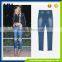 Popular in Euramerica fringed waist Slim leg opening hole stretch feet jeans trousers